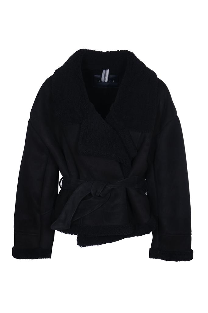 D-FOUR Fur Collar Tie-waist Jacket