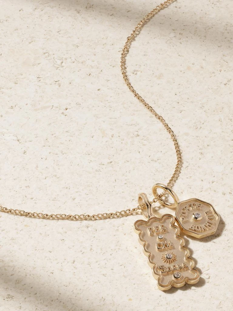 Marlo Laz Wee Porte Bonheur + Mini Per Chi Sogna 14k 黄金钻石项链 1