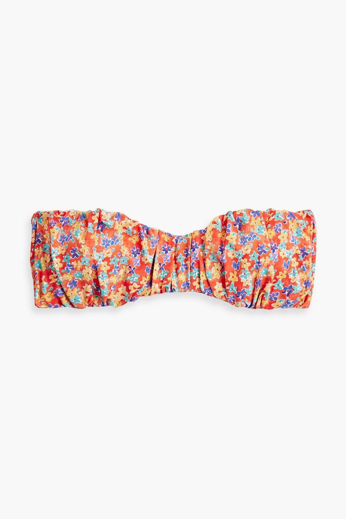 CAROLINE CONSTAS Leila gathered floral-print bandeau bikini top