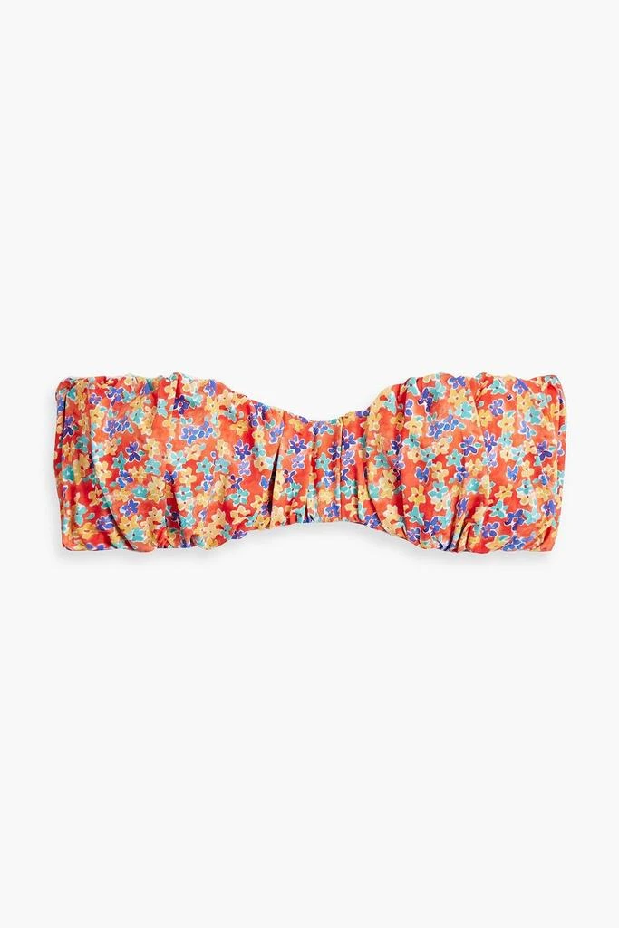 CAROLINE CONSTAS Leila gathered floral-print bandeau bikini top 1