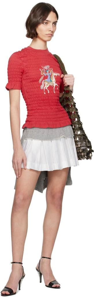 Conner Ives Red Camelot Shirred T-shirt 4