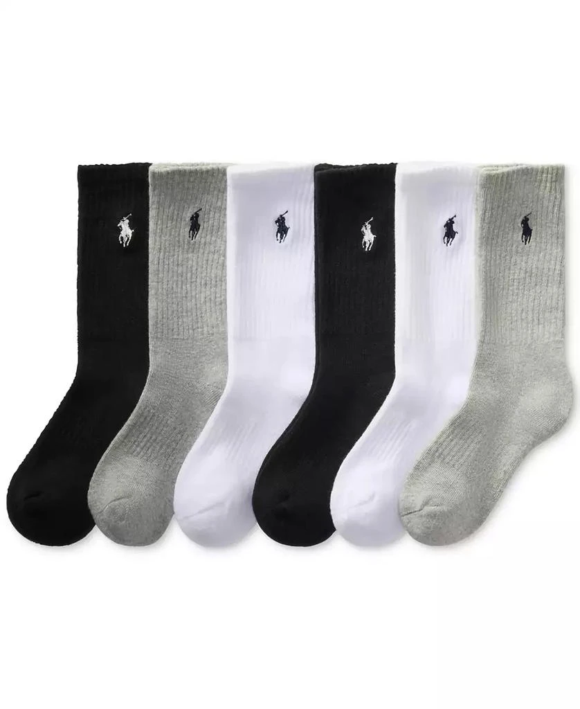 Ralph Lauren Little & Big Boys Solid Crew Socks, 6-Pack 1