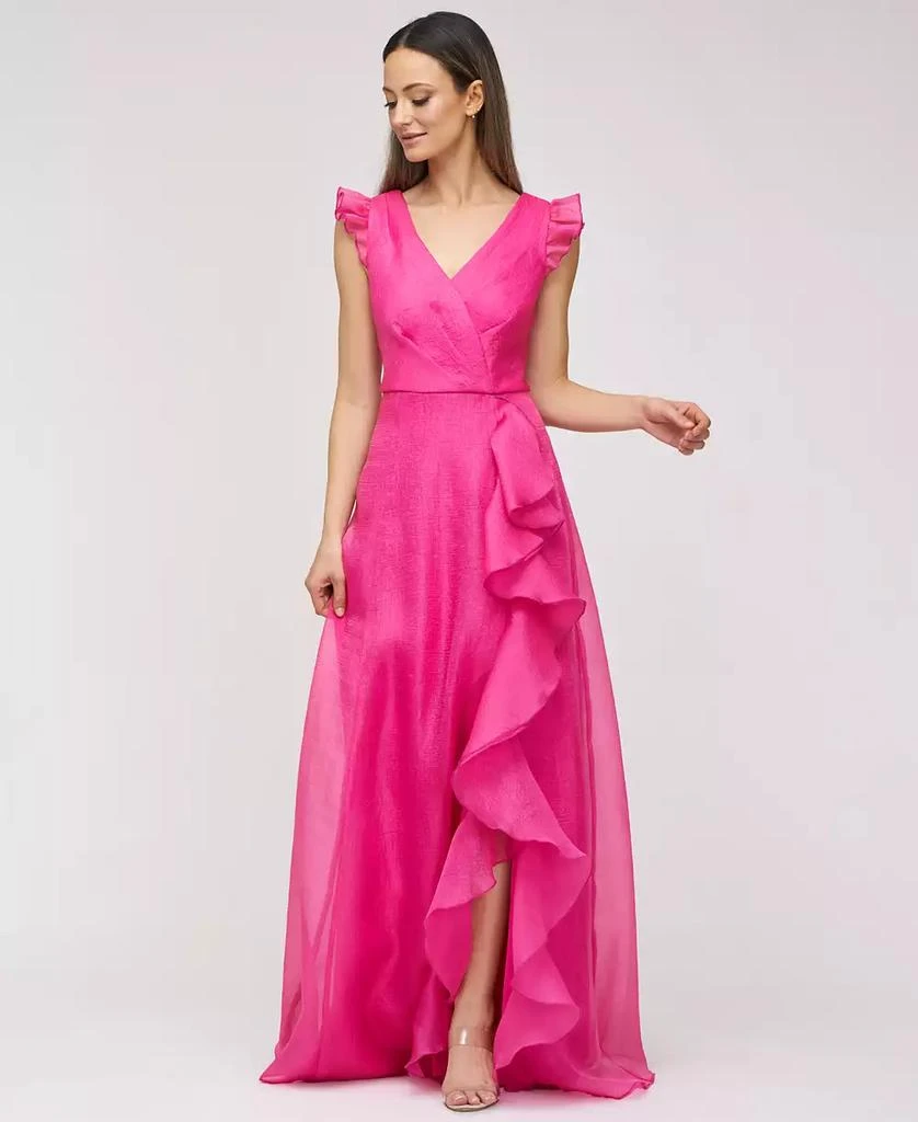 JS Collections Women's Cascading-Ruffle Flutter-Sleeve Gown 6