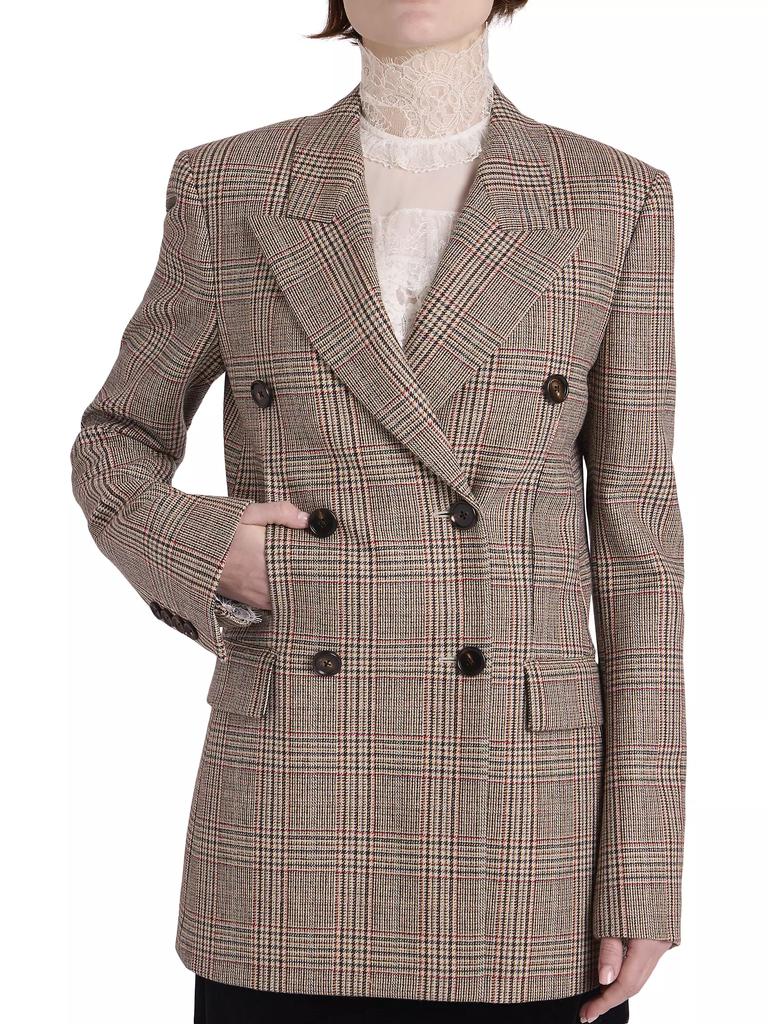 Chloé Check Wool-Blend Double-Breasted Blazer - Suits - Free