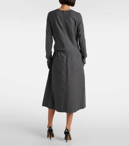 MAISON MARGIELA Gathered cotton and wool midi dress 3