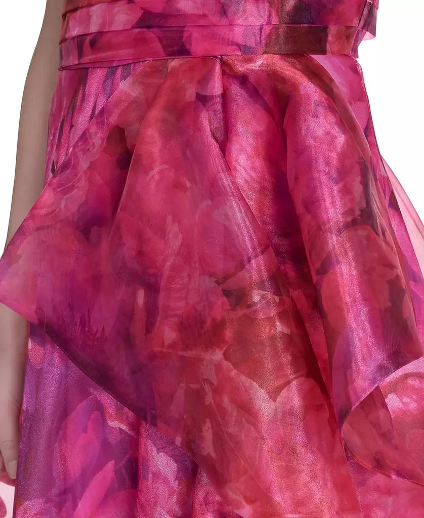 Eliza J Women's Square-neck Floral Print Organza Gown 6