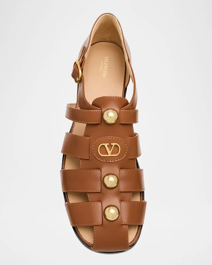 Valentino VLogo Stud Leather Fisherman Sandals 6