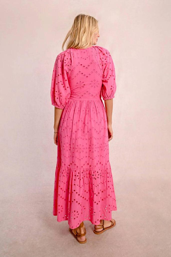 Molly Bracken Molly Bracken - Ruffle Sleeve V-neck Eyelet Dress