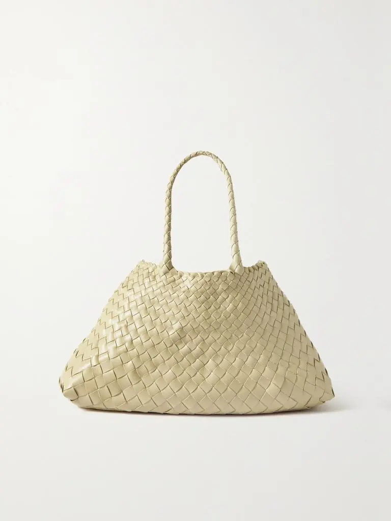 DRAGON DIFFUSION Santa Croce Big Woven Leather Tote - Cream