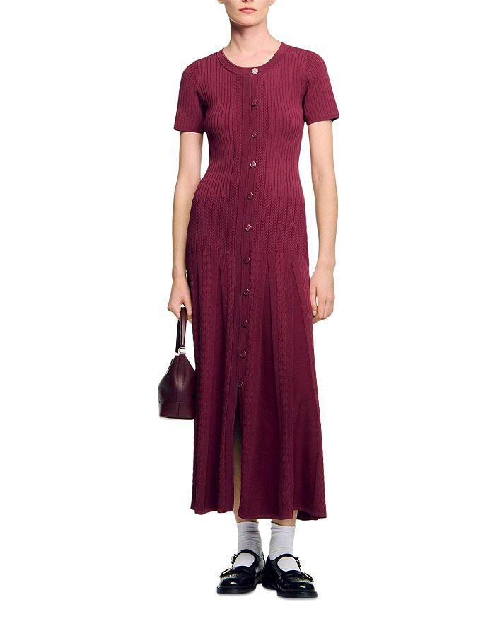 Sandro Short Sleeve Knit Maxi Dress