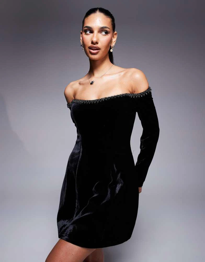 fringe dress long sleeve Mock Neck Long Sleeve Sequin Fringe Mini Dress