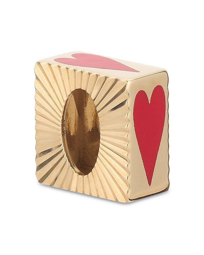 Adina Reyter 9K Yellow Gold Ceramic Heart Fluted Big Bead Pendant