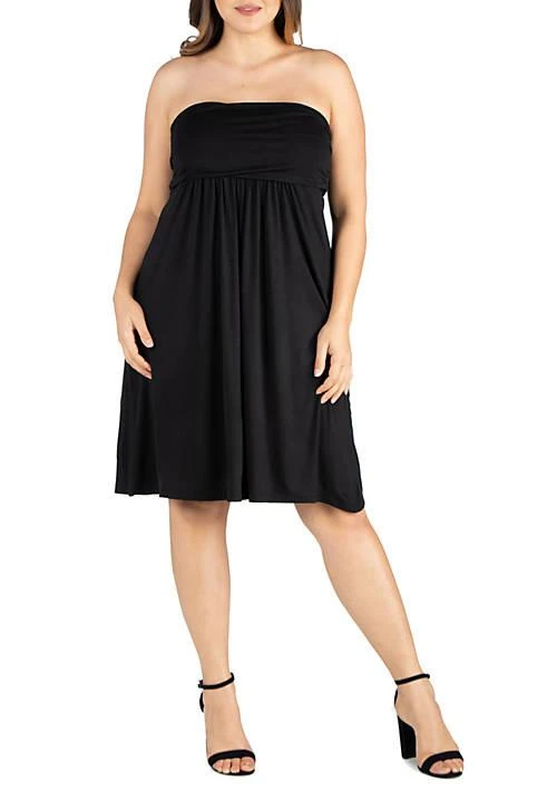 24seven Comfort Apparel Comfort Apparel Plus Size Knee Length Strapless Mini Dress 1