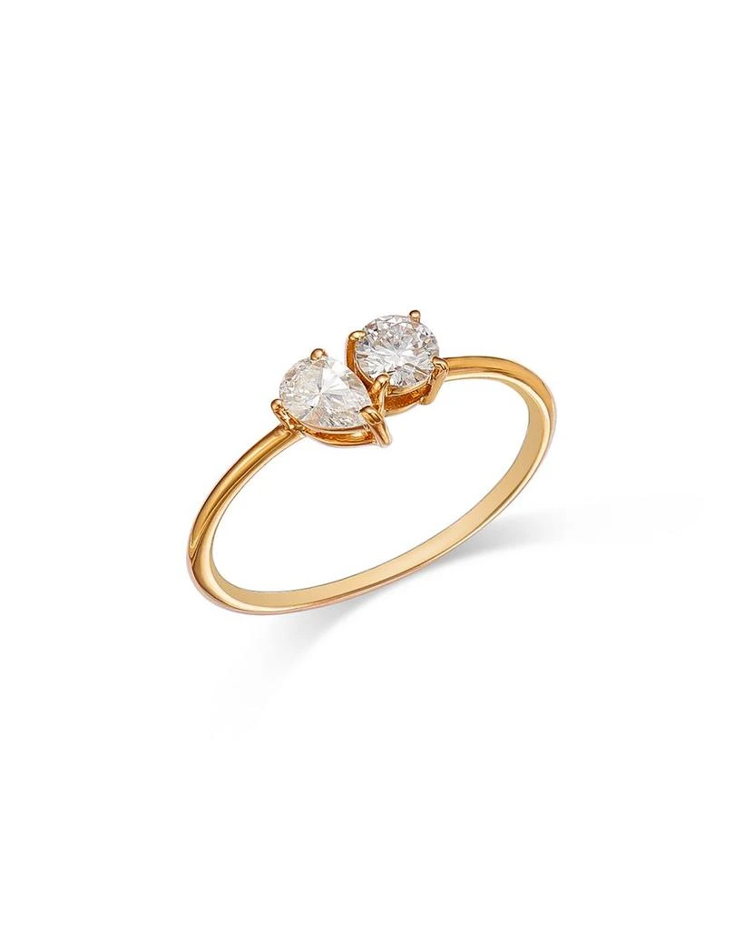 Moon & Meadow 14K Yellow Gold Lab Grown Diamond Pear & Round Duet Ring 1