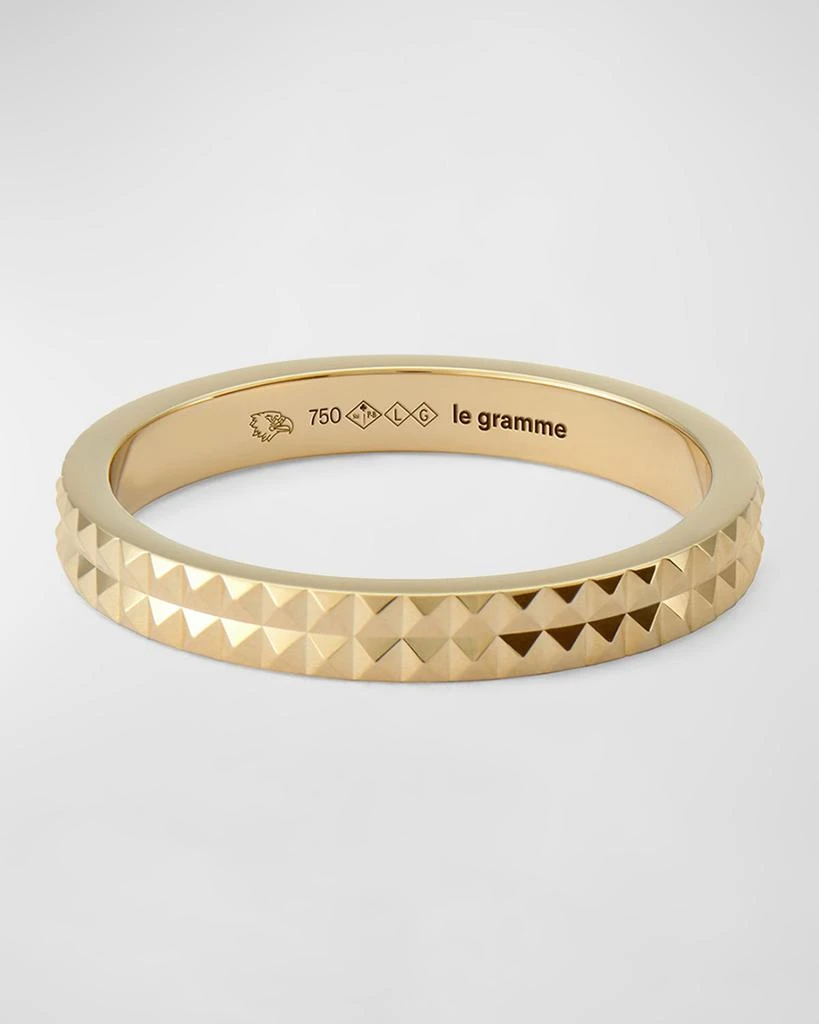 Le Gramme Men's 18K Yellow Gold Guilloche Band Ring 1