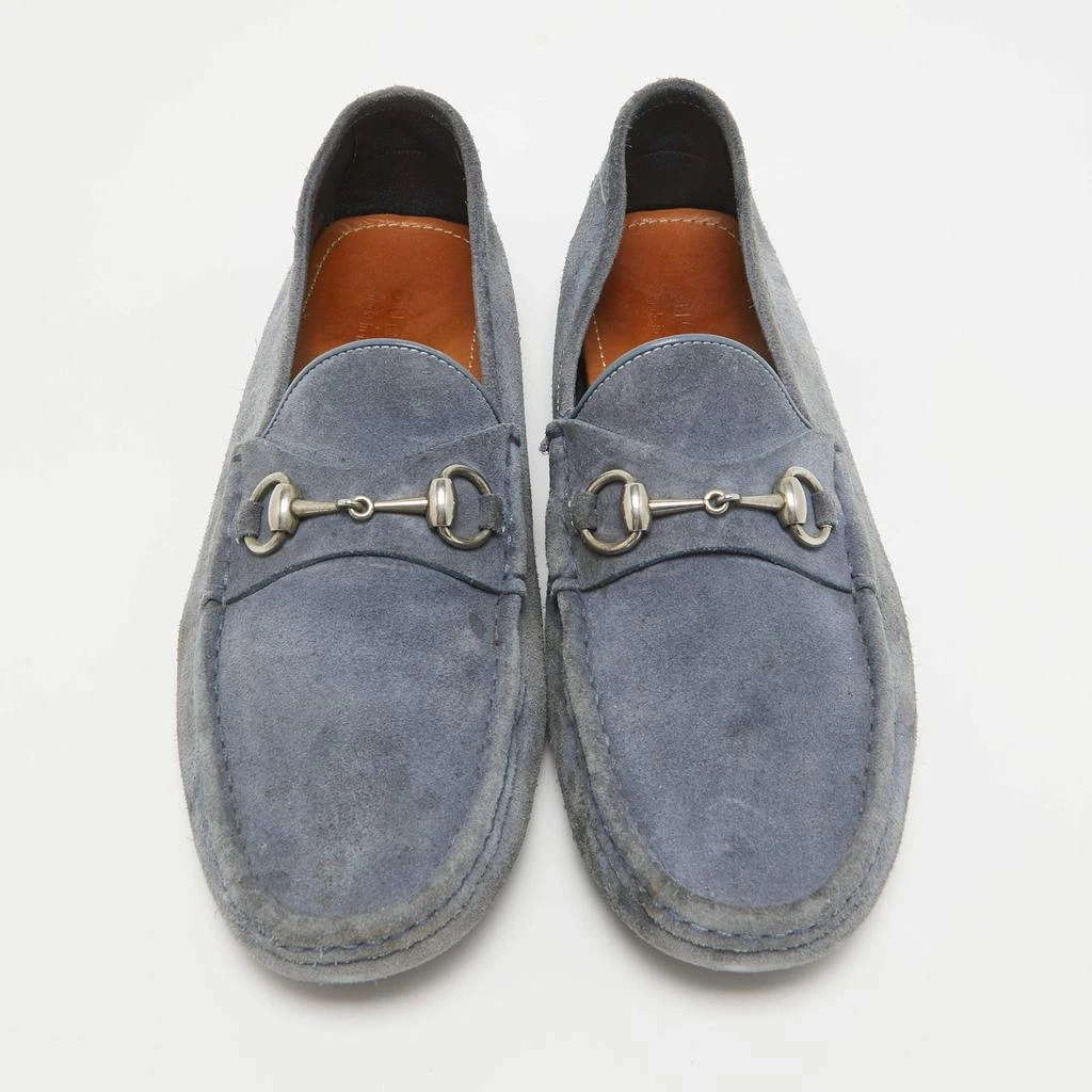 Gucci Gucci Blue Suede Slip On Loafers Size 44 3