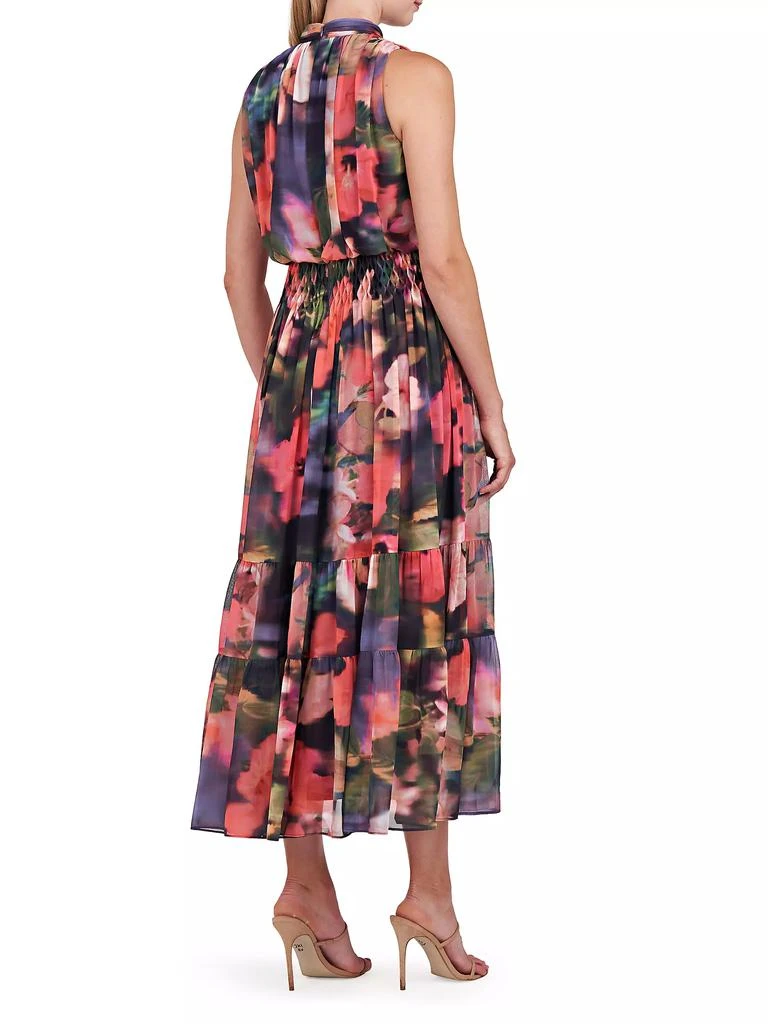 Kay Unger Leilani Hibiscus Print Blouson Maxi Dress 3