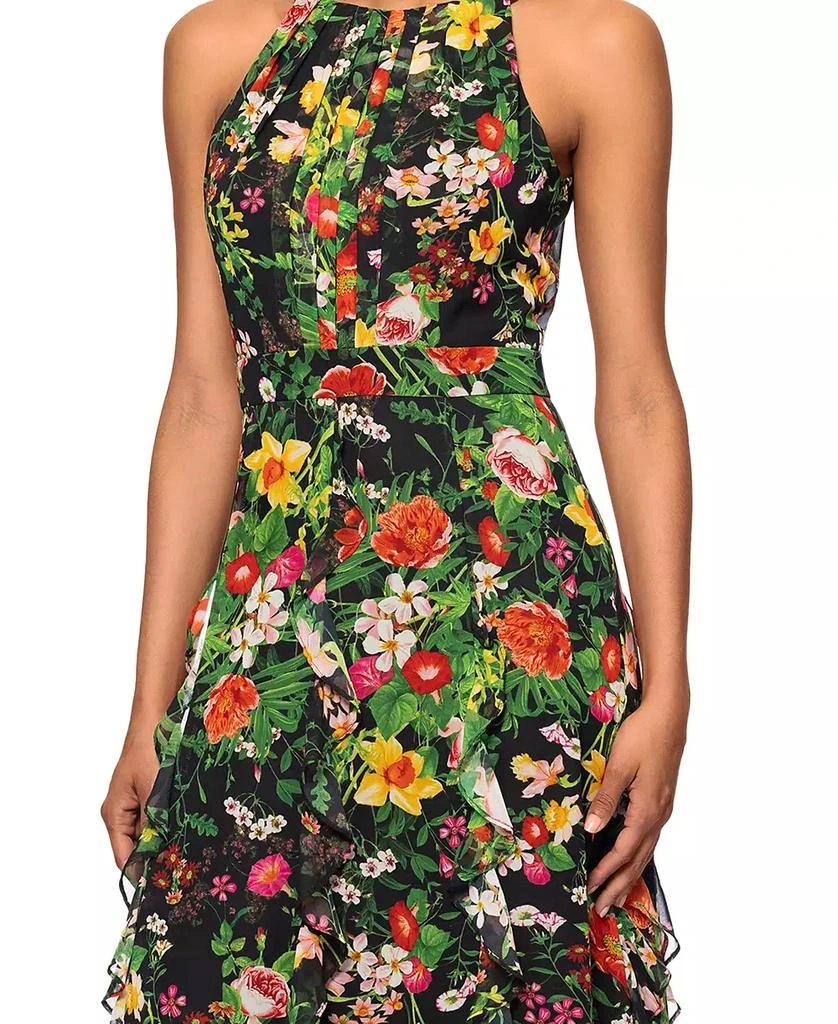 Betsy & Adam Petite Printed Ruffled Halter-Neck Gown 2