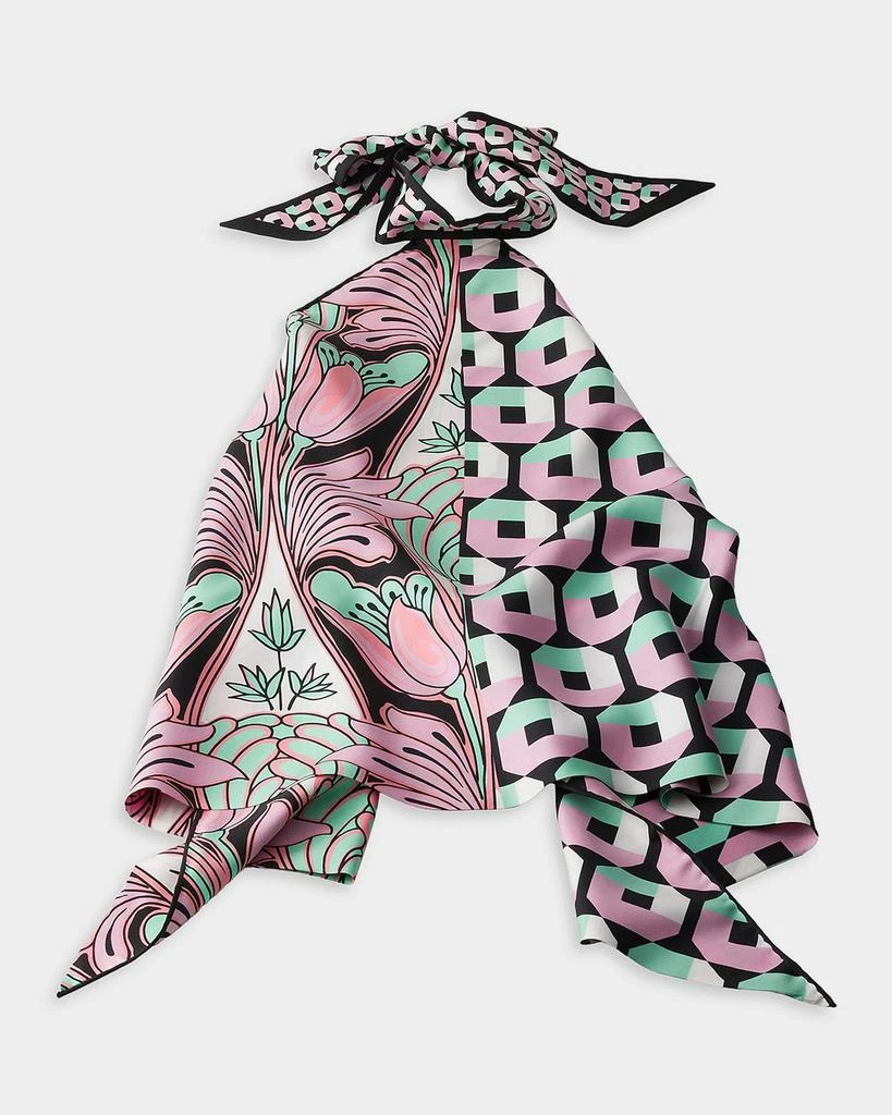Prada Tulip and Octagon Printed Silk Twill Top