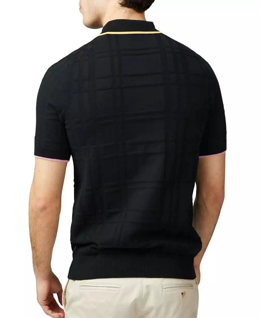 Ben Sherman Men's Regular-Fit Tonal Textured Tartan Tipped Polo Shirt 2