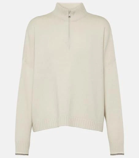 Brunello Cucinelli Wool, cashmere, and silk half-zip sweater 1
