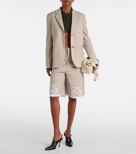 Loewe Anagram cutout wool Bermuda shorts - Shorts - Free