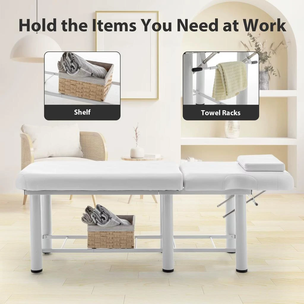 ERUULE LZBEITEM Professional Massage Table with Adjustable Backrest, Removable Headrest, Bottom Shelf Storage, and Memory Foam Layer 6