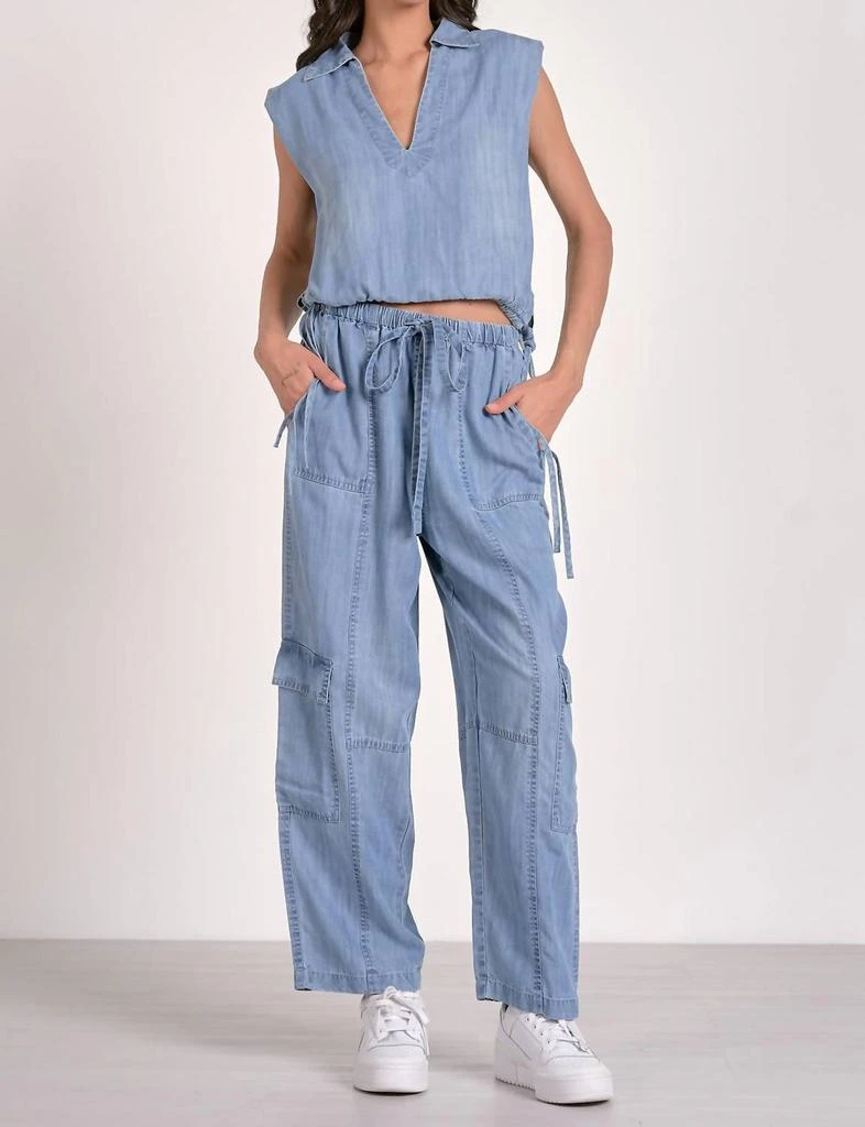 Elan Elan - Denim Cargo Drawstring Pant 3
