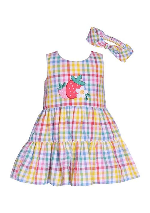 Bonnie Jean Jean Girls 4 6X Seersucker With Strawberry Applique Dress And Headband 1