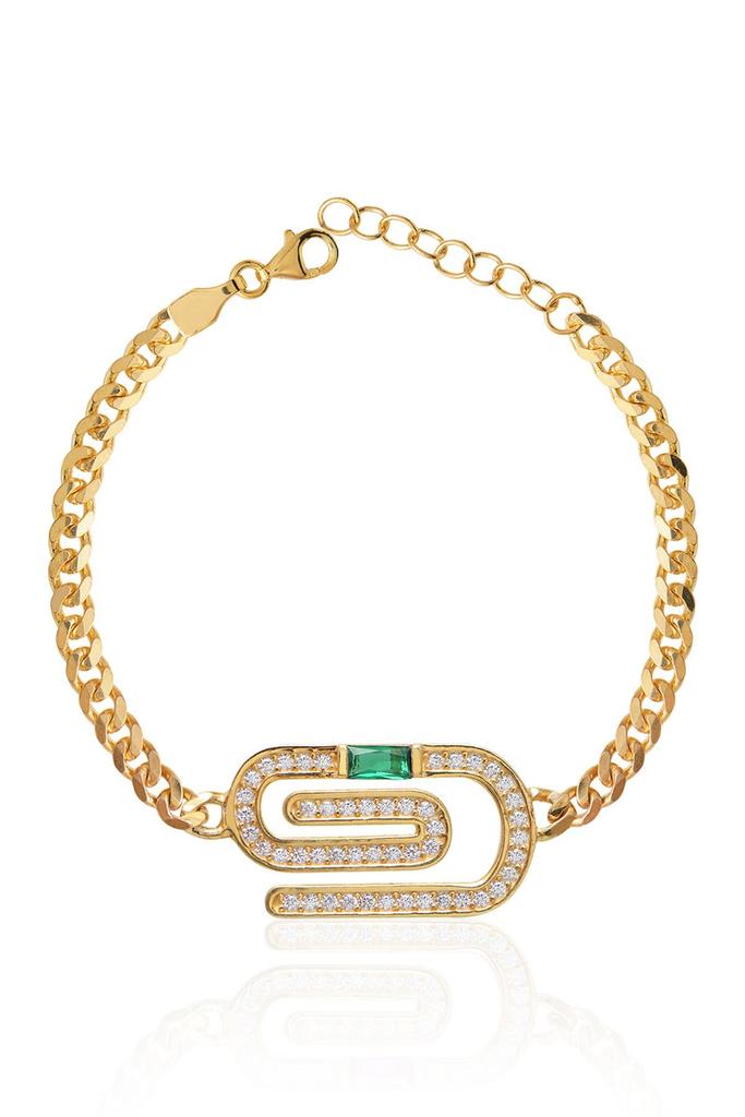 Gabi Rielle CZ Paper Clip Charm Bracelet