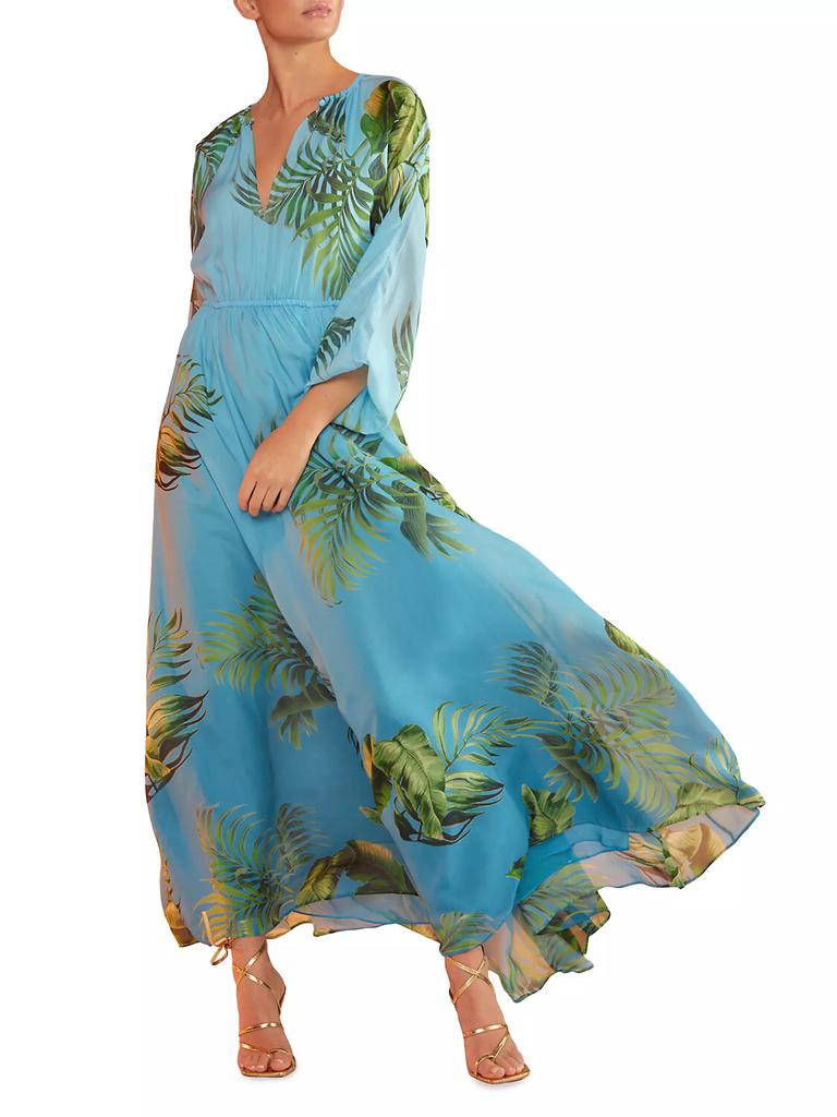 Cynthia Rowley Tropical-Print Chiffon Gown