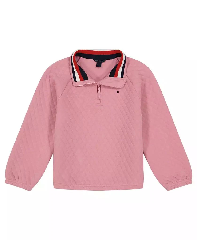 Tommy Hilfiger Toddler and Little Girls Box Quilt Quarter Zip Sweatshirt 2