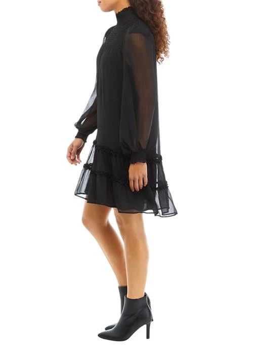 CeCe Petite Long Sleeve Smock Yoke Tiered Dress 3