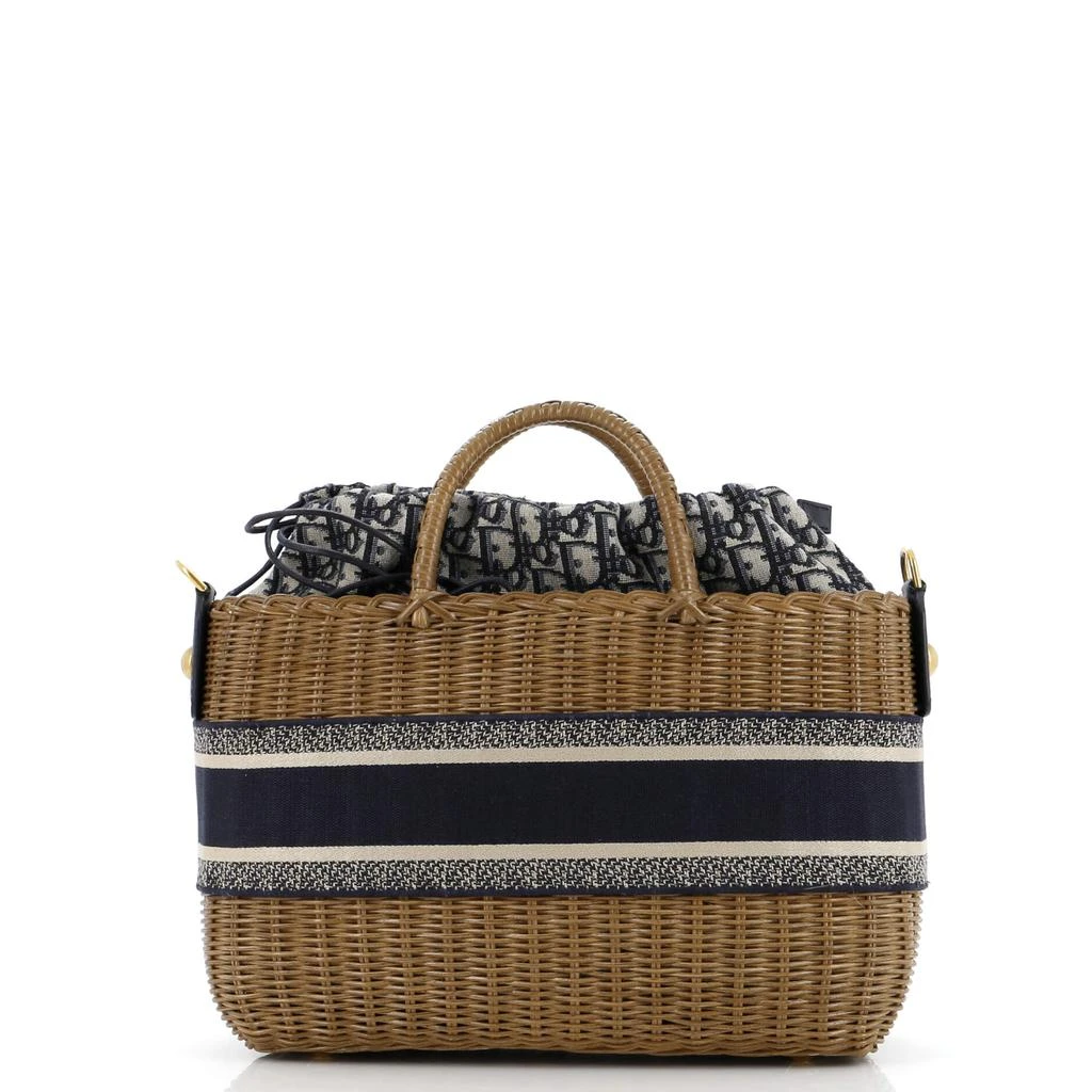 Dior Basket Bag Wicker and Oblique Canvas Large 3