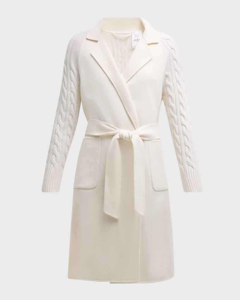TSE Cashmere Double-Face Cable-Knit Cashmere Coat