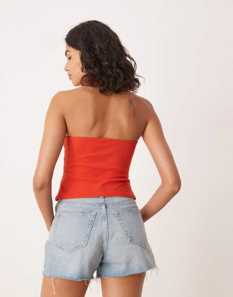 ASOS ASOS DESIGN halter neck top with beaded trim detail in burnt orange 4