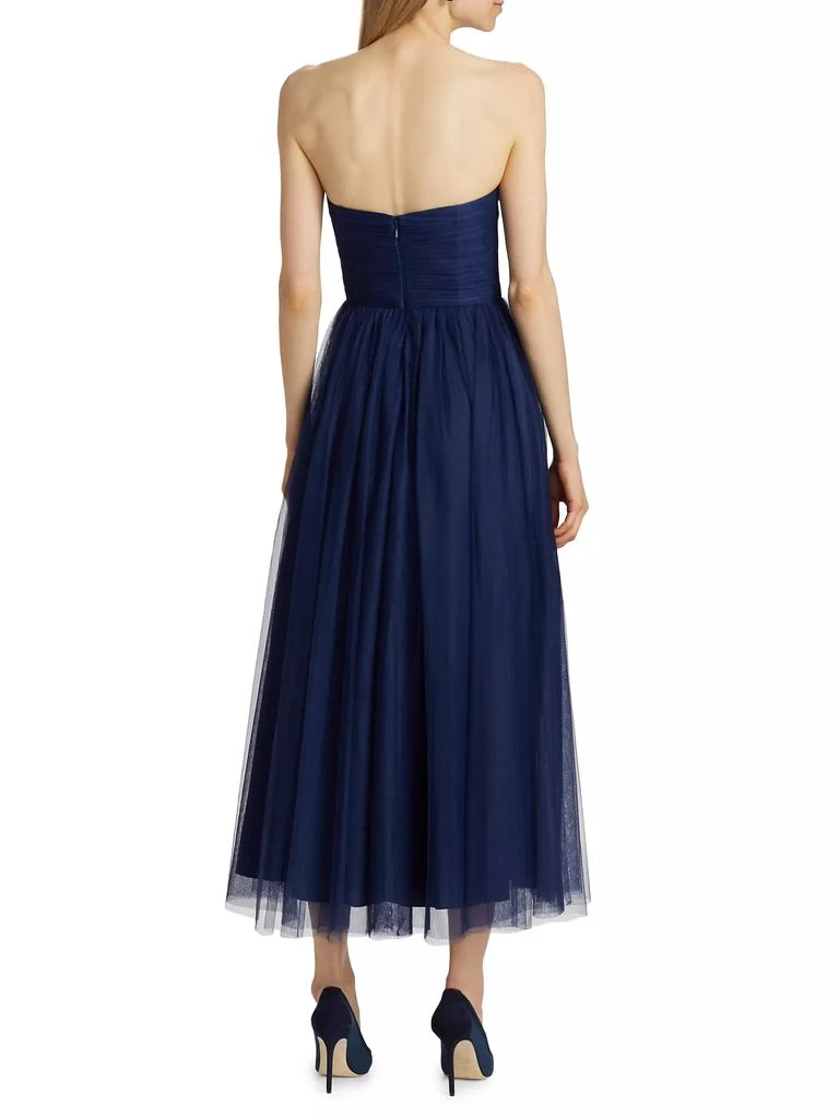 Monique Lhuillier Liane Tulle Strapless Cocktail Dress 5