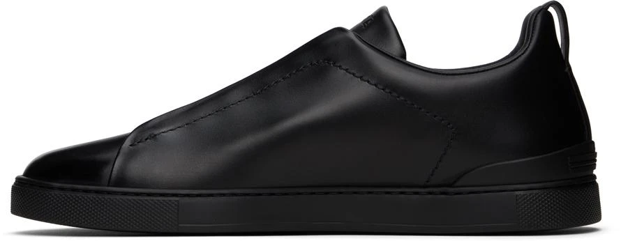 Zegna Black Triple Stitch Sneakers 3