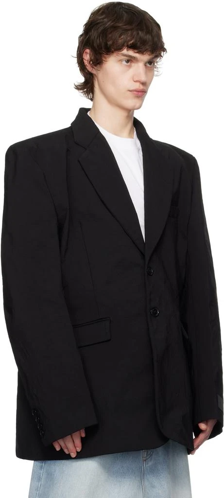 Vetements Black Metalized Wrinkled Single Breasted Blazer 2