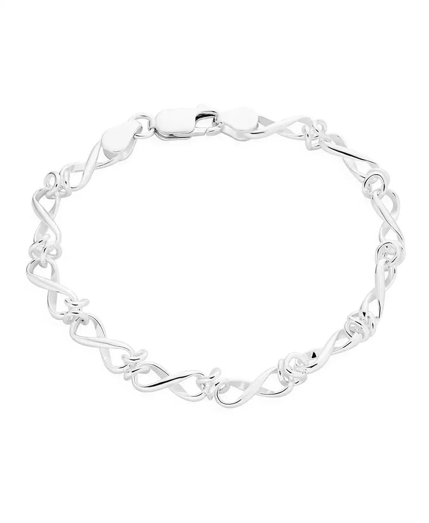 Bling Jewelry Forever Love Solid Figure Eight Love Knot Multi Infinity Chain Link Bracelets Sterling Silver Wrist 7.5 Inch