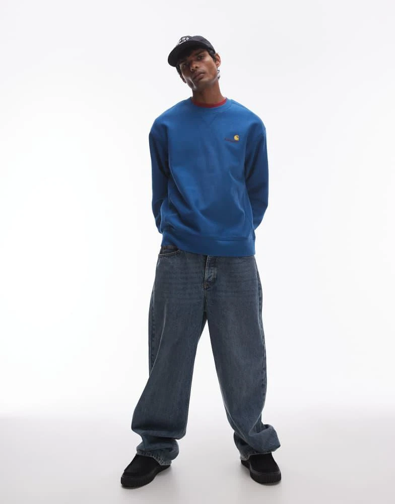 Carhartt WIP Carhartt WIP american script sweatshirt in blue 3