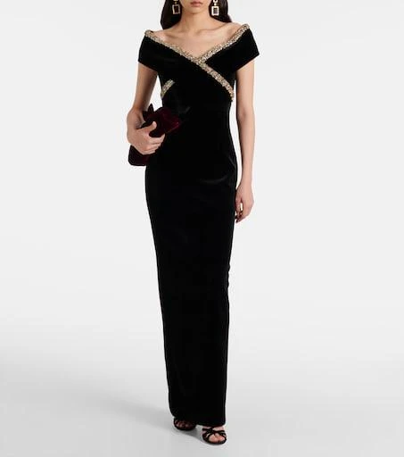 ROLAND MOURET Embellished velvet gown - Dresses & Skirts - Free Shipping -  BeyondStyle