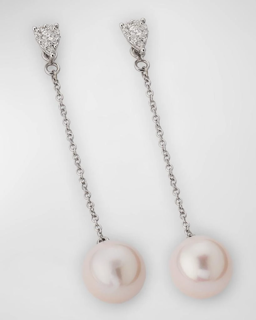 Utopia 18K White Gold Diamond Pendant Earrings with Freshwater Pearls 3