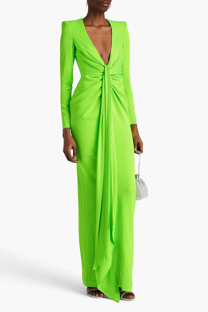 Alex Perry Draped neon satin-crepe gown