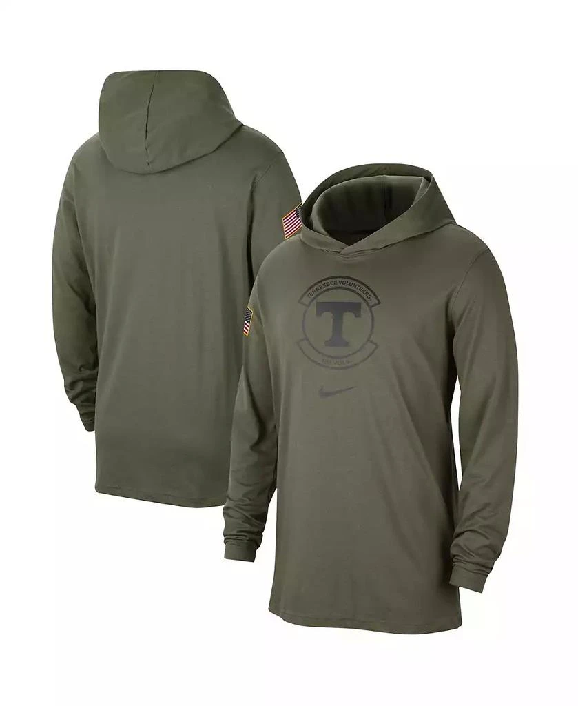 NIKE Men's Olive Tennessee Volunteers Military-Inspired Pack Long Sleeve Hoodie T-shirt 1