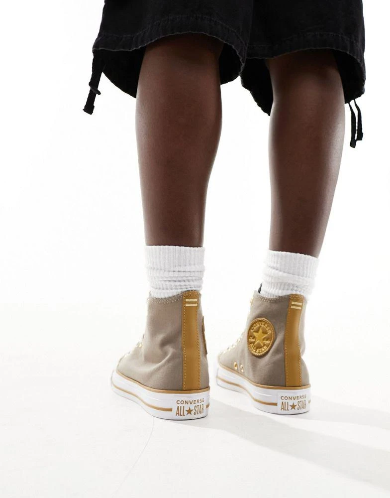 Converse Converse Chuck Taylor All Star Hi twill trainers with gold details in brown 4