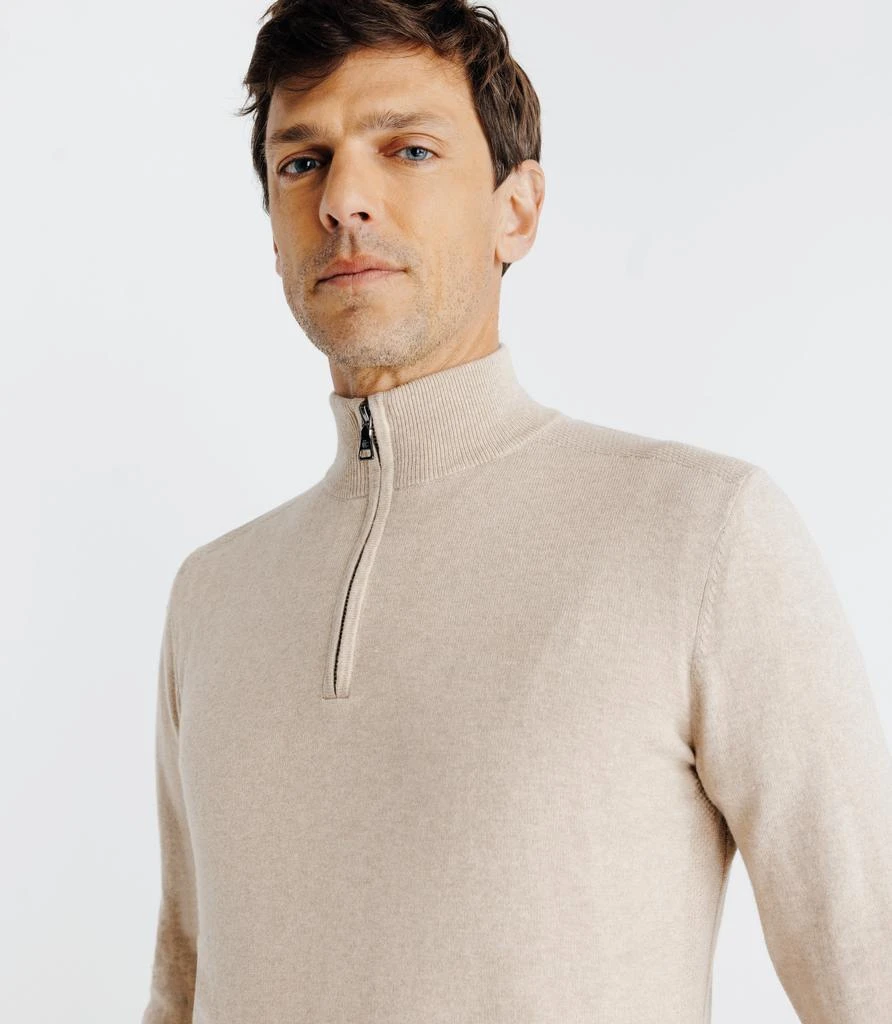 预计3周后发货 IZAC Pull Col Montant Zippé Beige 3