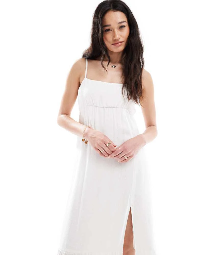HOLLISTER Hollister square neck babydoll maxi dress with a slit in white 4