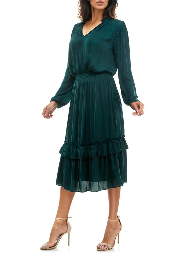 Socialite Tiered Long Sleeve Satin Dress 4