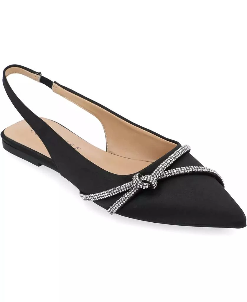 Journee Collection Women's Rebbel Rhinestone Knot Slingback Flats 1